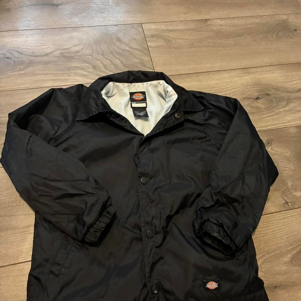 Dickies Lightweight Jacket Kids Black Excellent Coaches Snap Front Coat